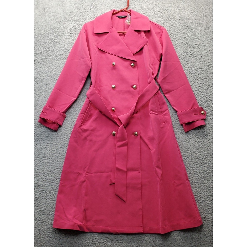 G by Giuliana Hot Pink Double-Breasted Trench Coat